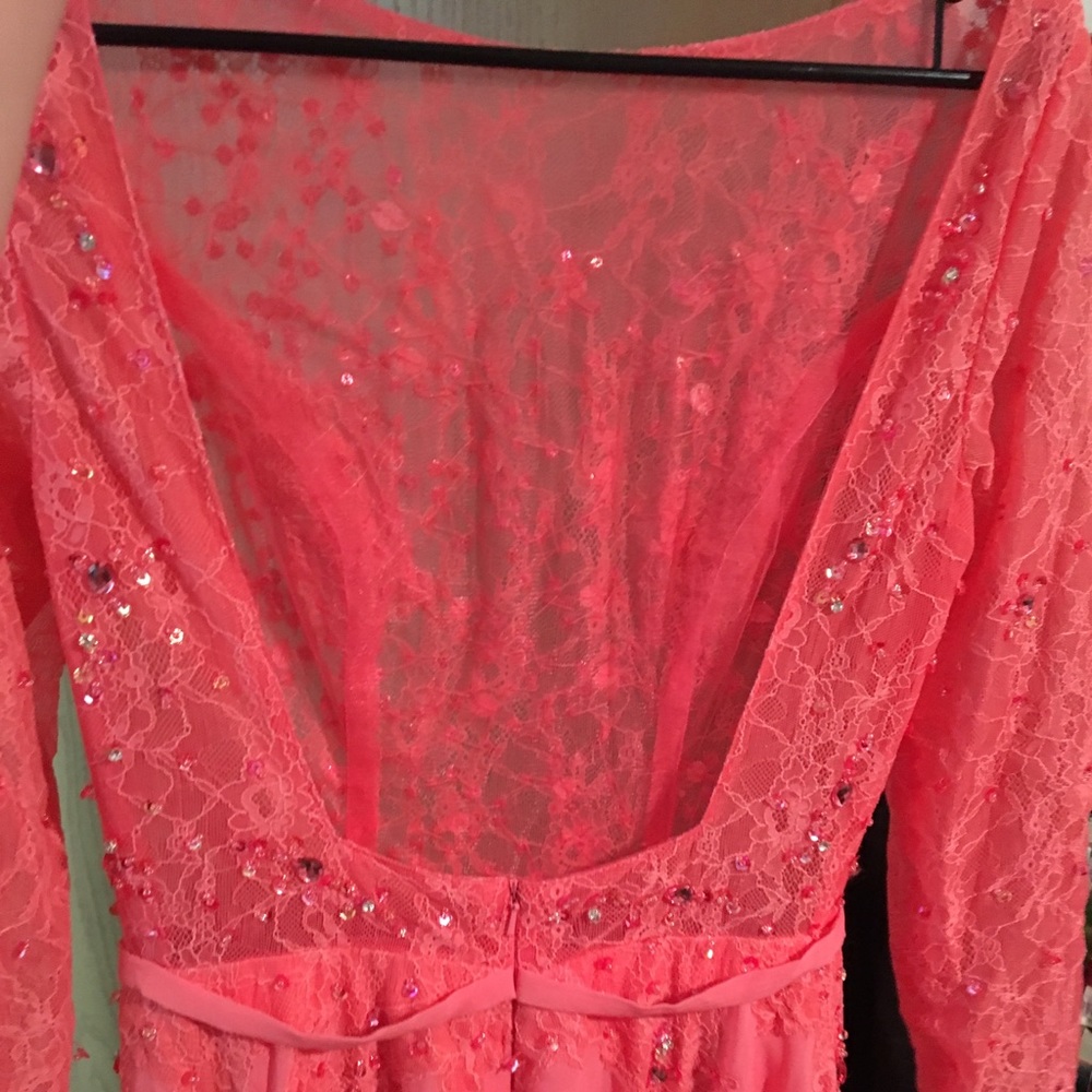 A-linePrincess High Neck Long Sleeve Chiffon Dress